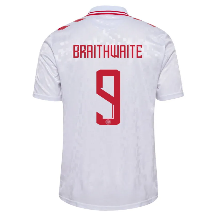 Danxen Kinder Dänemark Martin Braithwaite #9 Weiß Auswärtstrikot Trikot 24-26 T-Shirt Schweiz