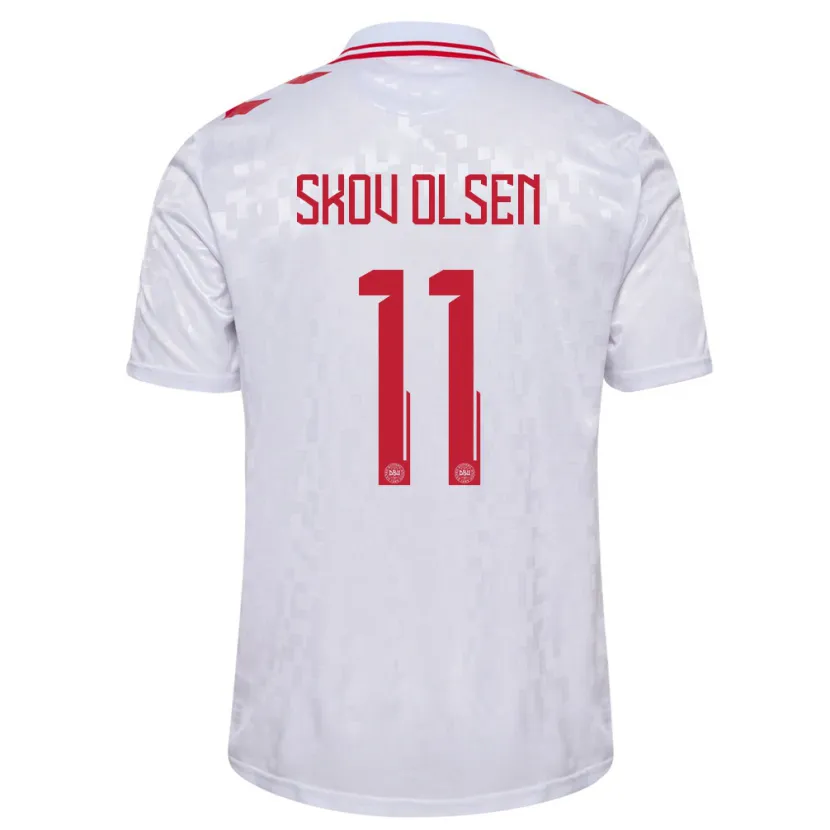 Danxen Kinder Dänemark Andreas Skov Olsen #11 Weiß Auswärtstrikot Trikot 24-26 T-Shirt Schweiz
