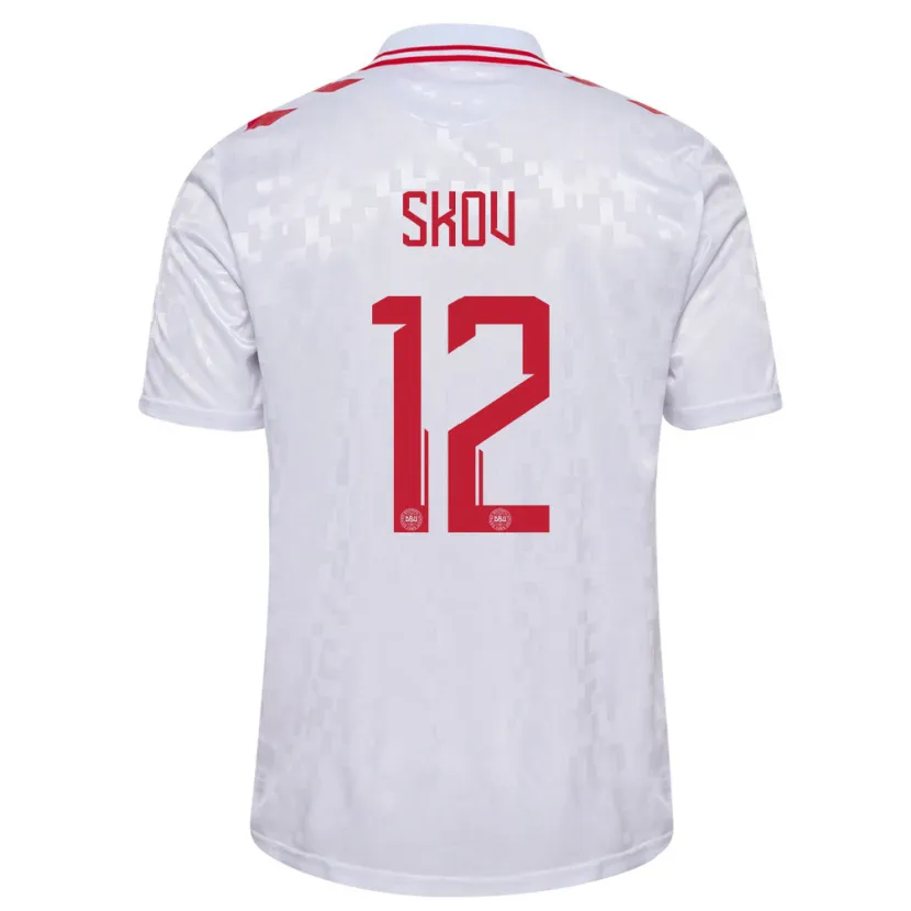 Danxen Kinder Dänemark Robert Skov #12 Weiß Auswärtstrikot Trikot 24-26 T-Shirt Schweiz