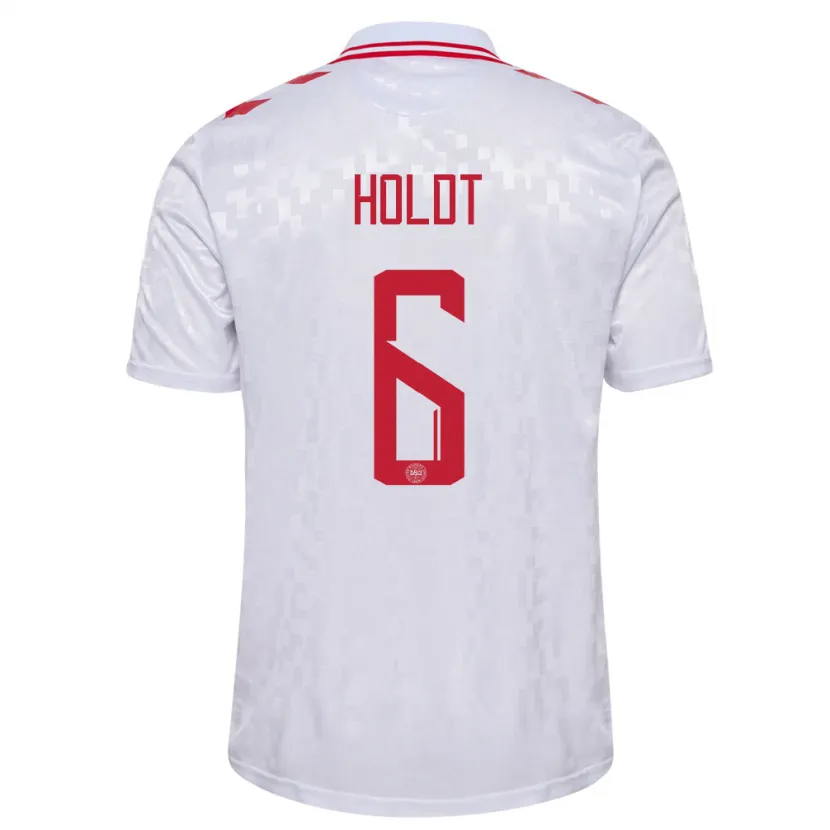 Danxen Kinder Dänemark Olivia Holdt #6 Weiß Auswärtstrikot Trikot 24-26 T-Shirt Schweiz