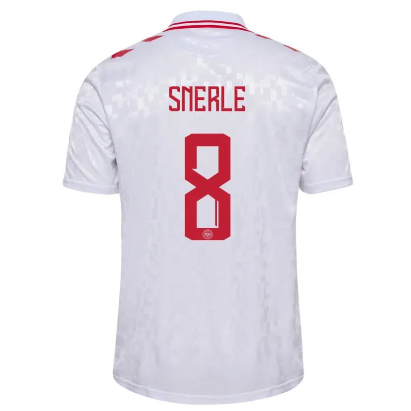 Danxen Kinder Dänemark Emma Snerle #8 Weiß Auswärtstrikot Trikot 24-26 T-Shirt Schweiz