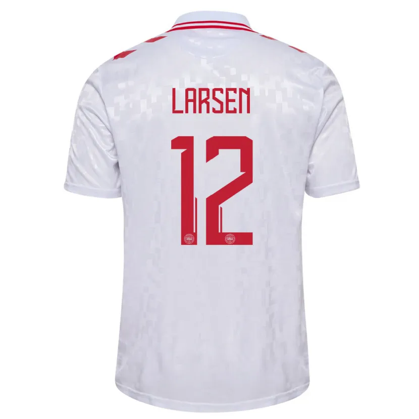 Danxen Kinder Dänemark Stine Larsen #12 Weiß Auswärtstrikot Trikot 24-26 T-Shirt Schweiz