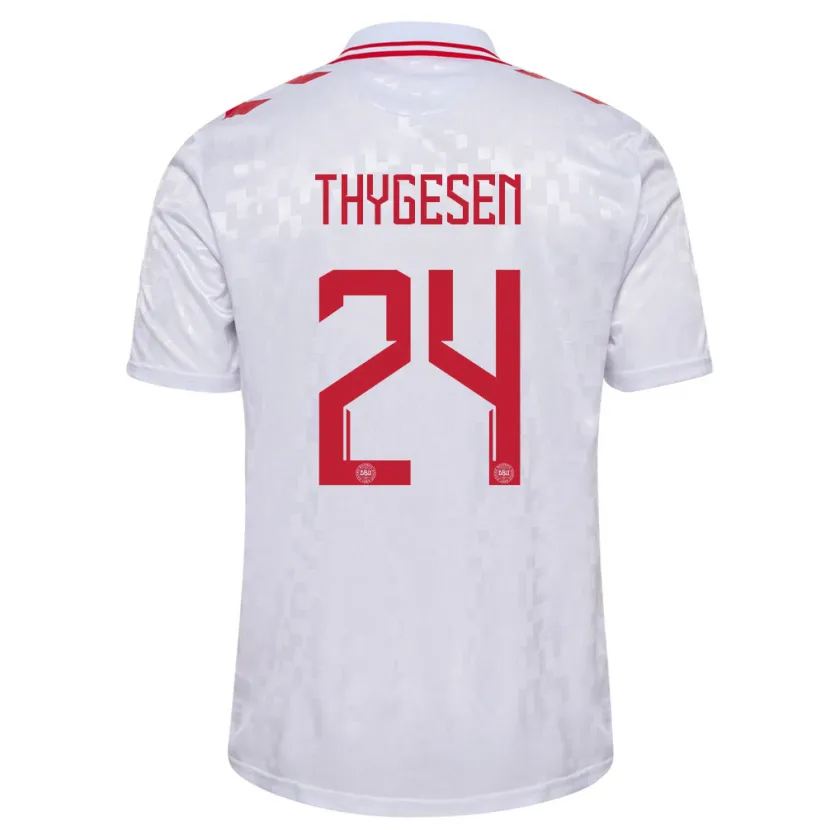 Danxen Kinder Dänemark Sarah Thygesen #24 Weiß Auswärtstrikot Trikot 24-26 T-Shirt Schweiz