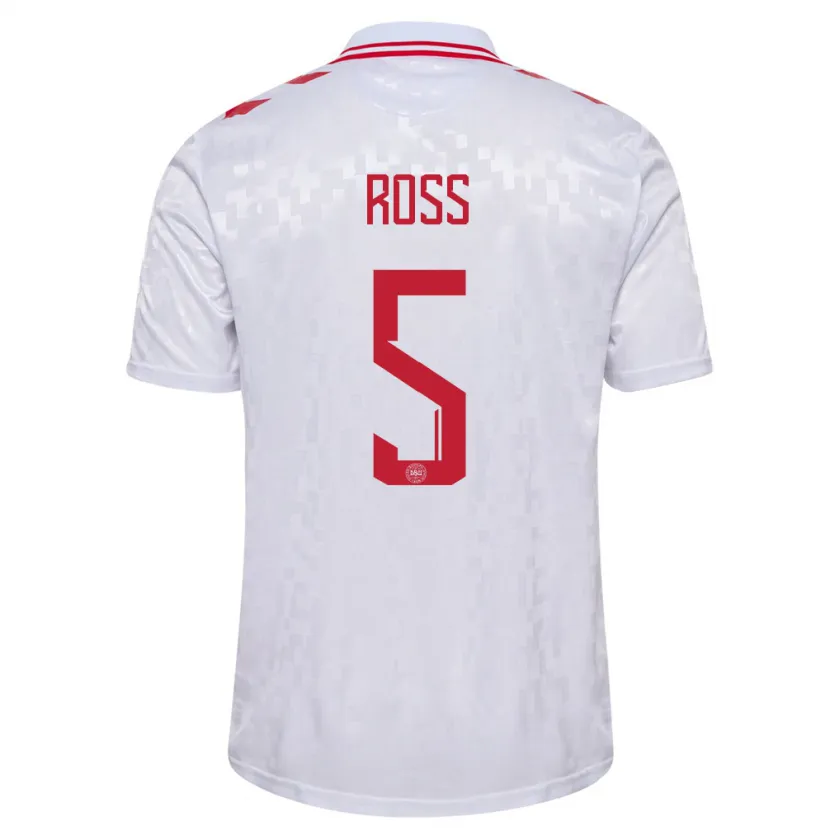 Danxen Kinder Dänemark Mathias Ross #5 Weiß Auswärtstrikot Trikot 24-26 T-Shirt Schweiz