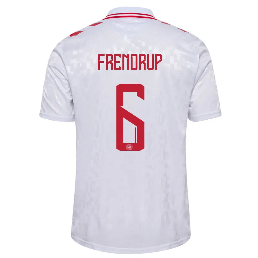 Danxen Kinder Dänemark Morten Frendrup #6 Weiß Auswärtstrikot Trikot 24-26 T-Shirt Schweiz