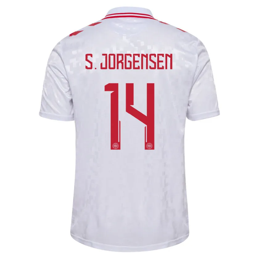 Danxen Kinder Dänemark Sebastian Jorgensen #14 Weiß Auswärtstrikot Trikot 24-26 T-Shirt Schweiz