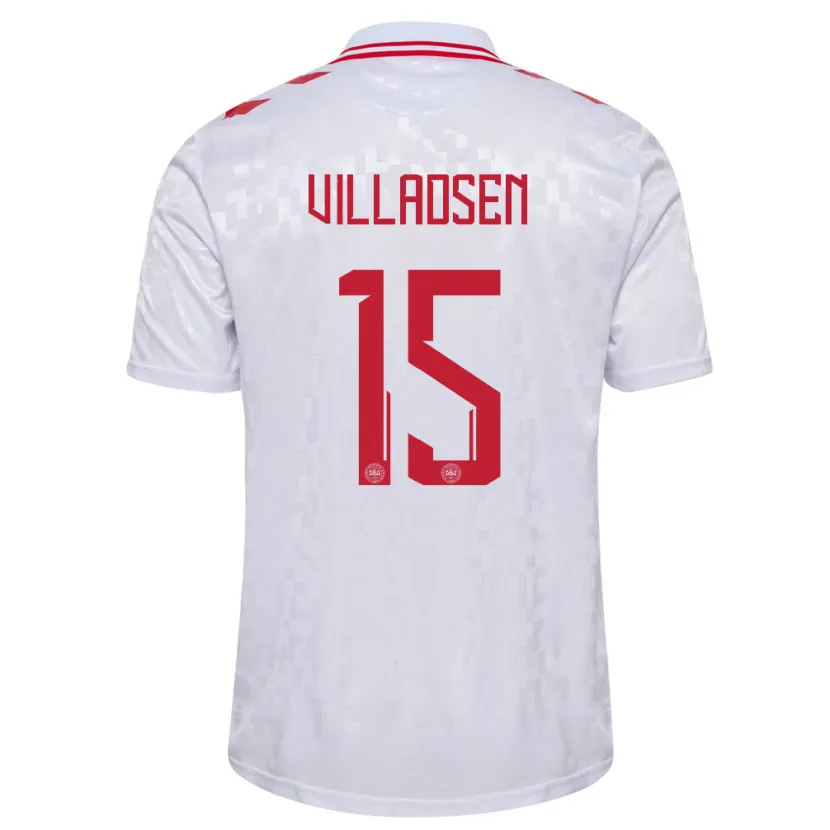 Danxen Kinder Dänemark Oliver Villadsen #15 Weiß Auswärtstrikot Trikot 24-26 T-Shirt Schweiz