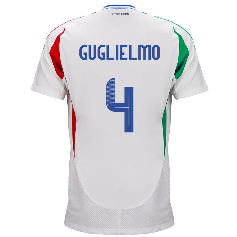 Danxen Kinder Italien Lucia Di Guglielmo #4 Weiß Auswärtstrikot Trikot 24-26 T-Shirt Schweiz