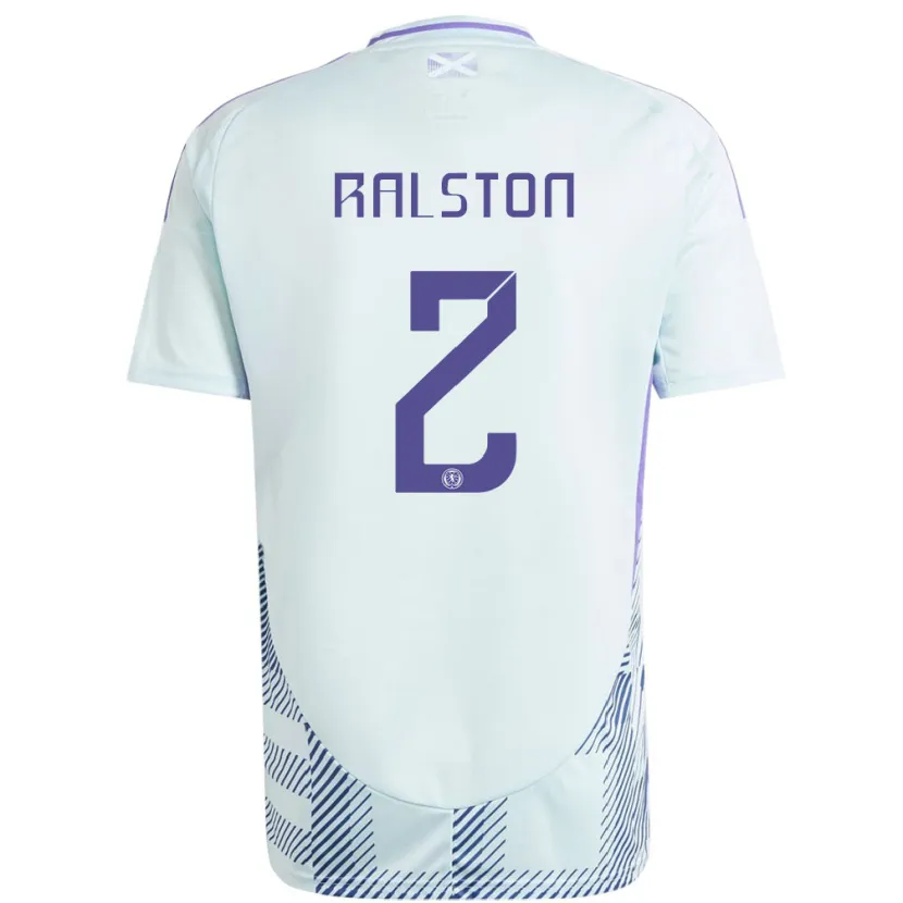 Danxen Kinder Schottland Anthony Ralston #2 Helles Mintblau Auswärtstrikot Trikot 24-26 T-Shirt Schweiz