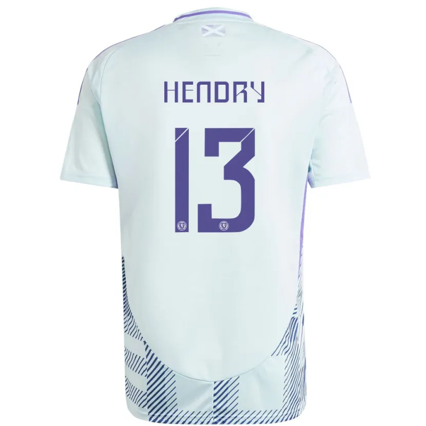 Danxen Kinder Schottland Jack Hendry #13 Helles Mintblau Auswärtstrikot Trikot 24-26 T-Shirt Schweiz