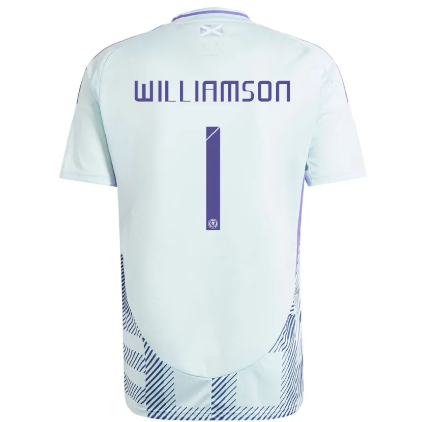 Danxen Kinder Schottland Woody Williamson #1 Helles Mintblau Auswärtstrikot Trikot 24-26 T-Shirt Schweiz
