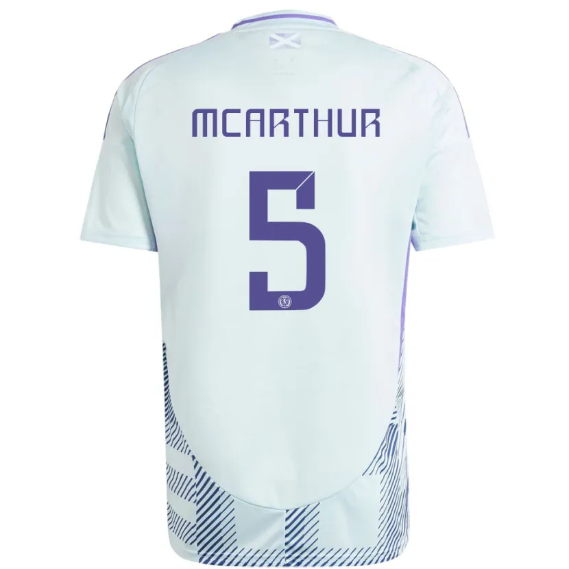 Danxen Kinder Schottland Charlie Mcarthur #5 Helles Mintblau Auswärtstrikot Trikot 24-26 T-Shirt Schweiz