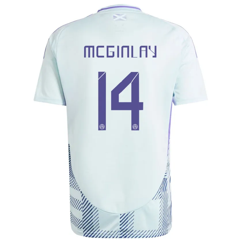 Danxen Kinder Schottland Aiden Mcginlay #14 Helles Mintblau Auswärtstrikot Trikot 24-26 T-Shirt Schweiz