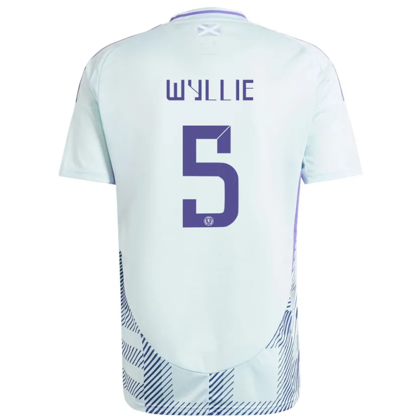 Danxen Kinder Schottland Jack Wyllie #5 Helles Mintblau Auswärtstrikot Trikot 24-26 T-Shirt Schweiz