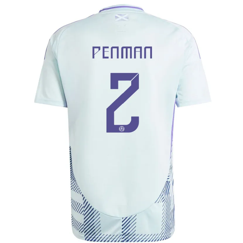 Danxen Kinder Schottland Callum Penman #2 Helles Mintblau Auswärtstrikot Trikot 24-26 T-Shirt Schweiz