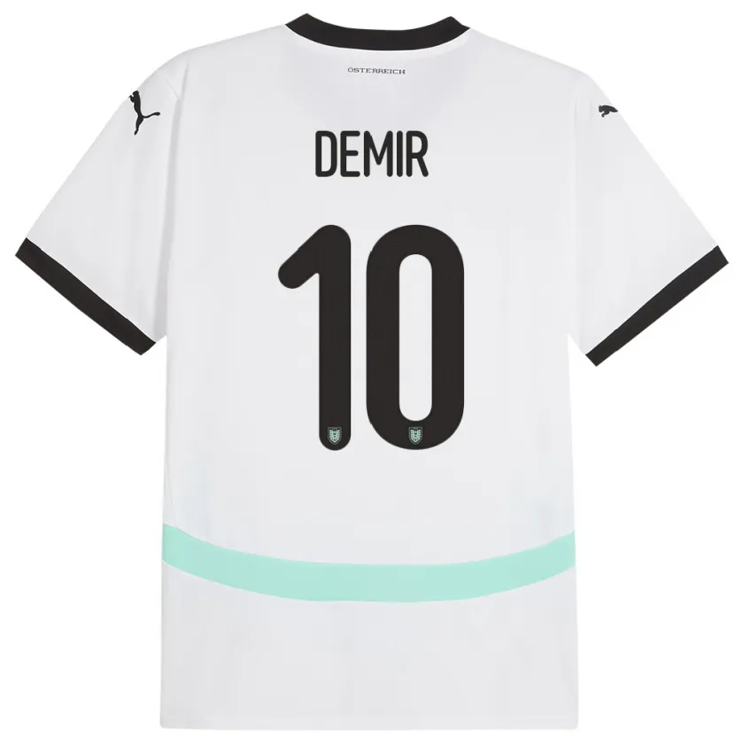 Danxen Kinder Österreich Yusuf Demir #10 Weiß Auswärtstrikot Trikot 24-26 T-Shirt Schweiz