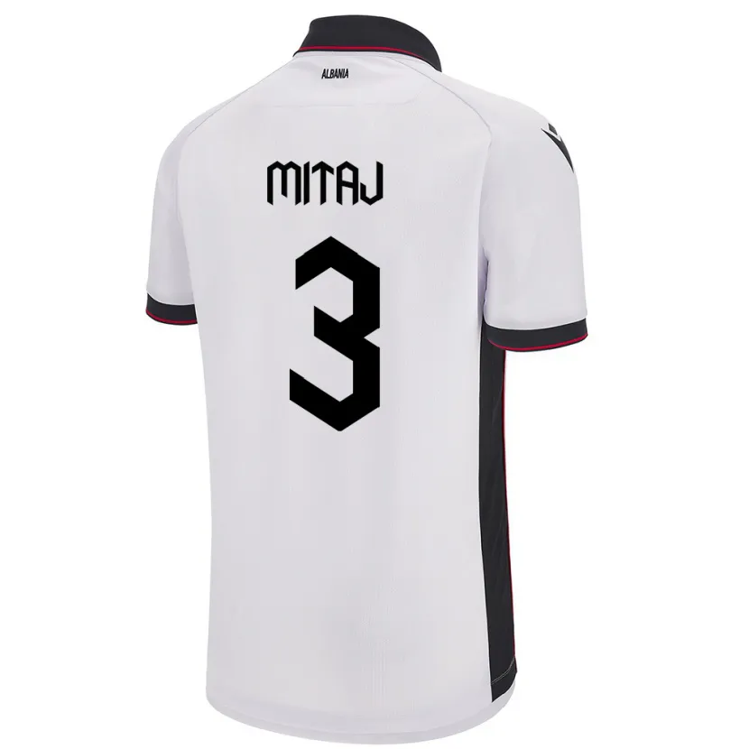 Danxen Kinder Albanien Mario Mitaj #3 Weiß Auswärtstrikot Trikot 24-26 T-Shirt Schweiz