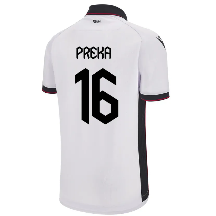 Danxen Kinder Albanien Marcelino Preka #16 Weiß Auswärtstrikot Trikot 24-26 T-Shirt Schweiz