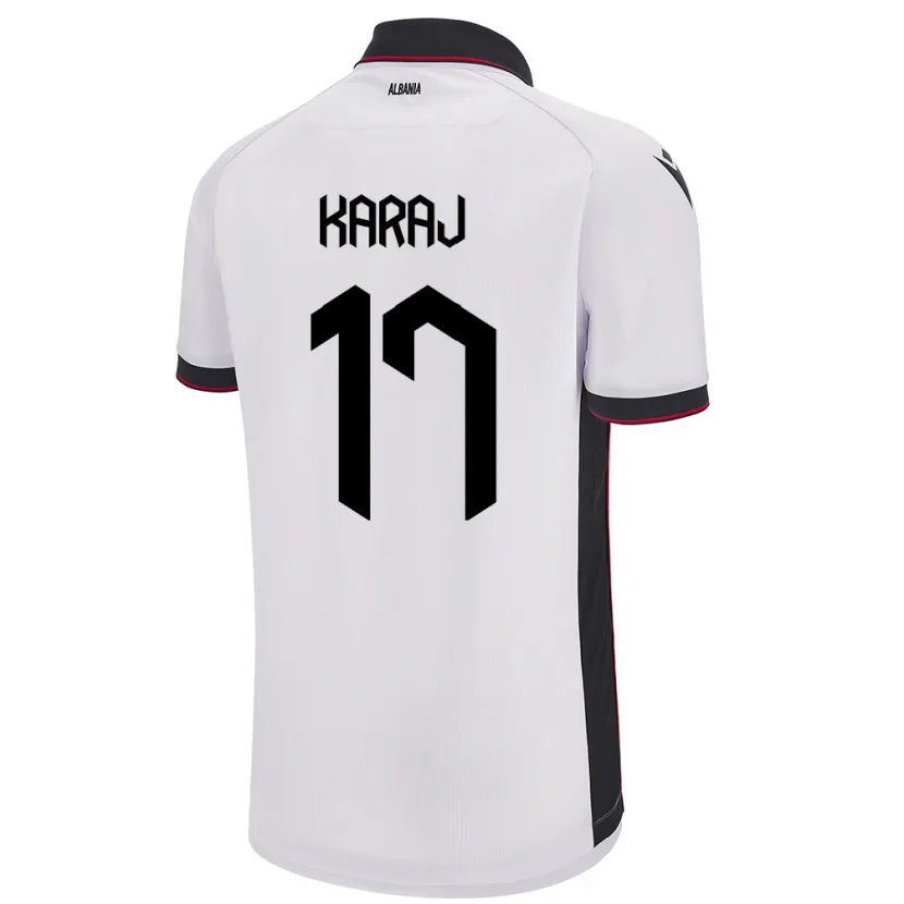 Danxen Kinder Albanien Eraldo Karaj #17 Weiß Auswärtstrikot Trikot 24-26 T-Shirt Schweiz