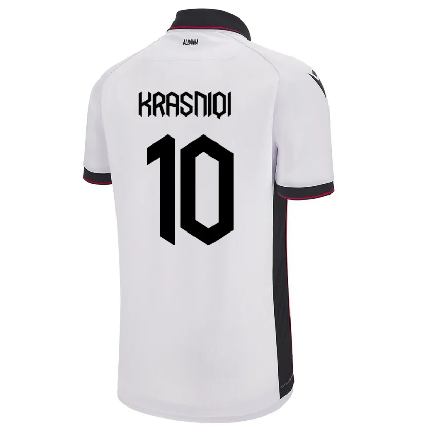 Danxen Kinder Albanien Qëndresa Krasniqi #10 Weiß Auswärtstrikot Trikot 24-26 T-Shirt Schweiz