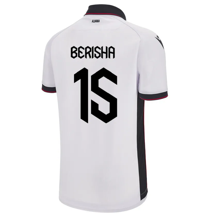 Danxen Kinder Albanien Gresa Berisha #15 Weiß Auswärtstrikot Trikot 24-26 T-Shirt Schweiz