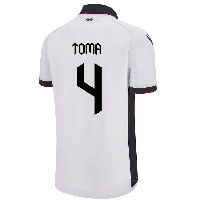 Danxen Kinder Albanien Stella Toma #4 Weiß Auswärtstrikot Trikot 24-26 T-Shirt Schweiz