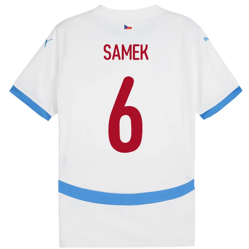 Danxen Kinder Tschechien Daniel Samek #6 Weiß Auswärtstrikot Trikot 24-26 T-Shirt Schweiz