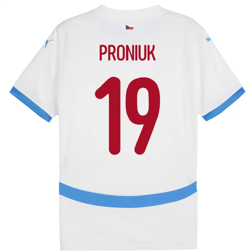 Danxen Kinder Tschechien Adam Proniuk #19 Weiß Auswärtstrikot Trikot 24-26 T-Shirt Schweiz