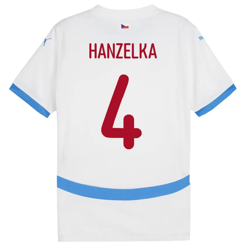 Danxen Kinder Tschechien Denis Hanzelka #4 Weiß Auswärtstrikot Trikot 24-26 T-Shirt Schweiz