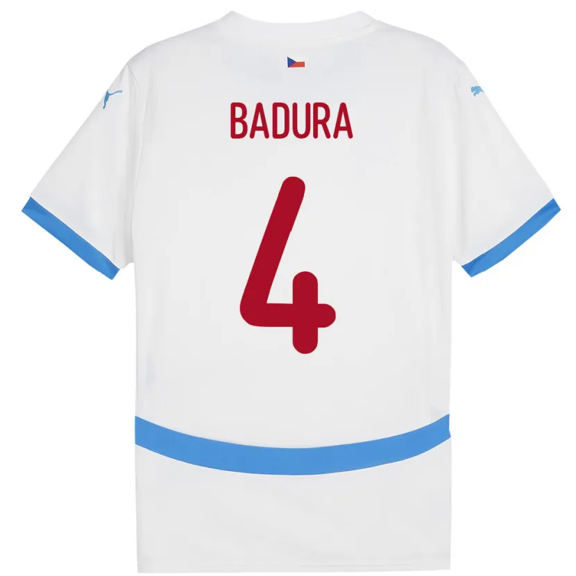 Danxen Kinder Tschechien Vitezslav Badura #4 Weiß Auswärtstrikot Trikot 24-26 T-Shirt Schweiz