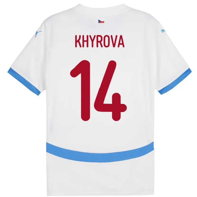 Danxen Kinder Tschechien Michaela Khýrová #14 Weiß Auswärtstrikot Trikot 24-26 T-Shirt Schweiz