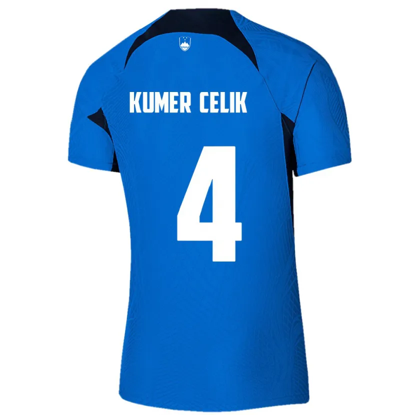 Danxen Kinder Slowenien An Kumer Celik #4 Blau Auswärtstrikot Trikot 24-26 T-Shirt Schweiz