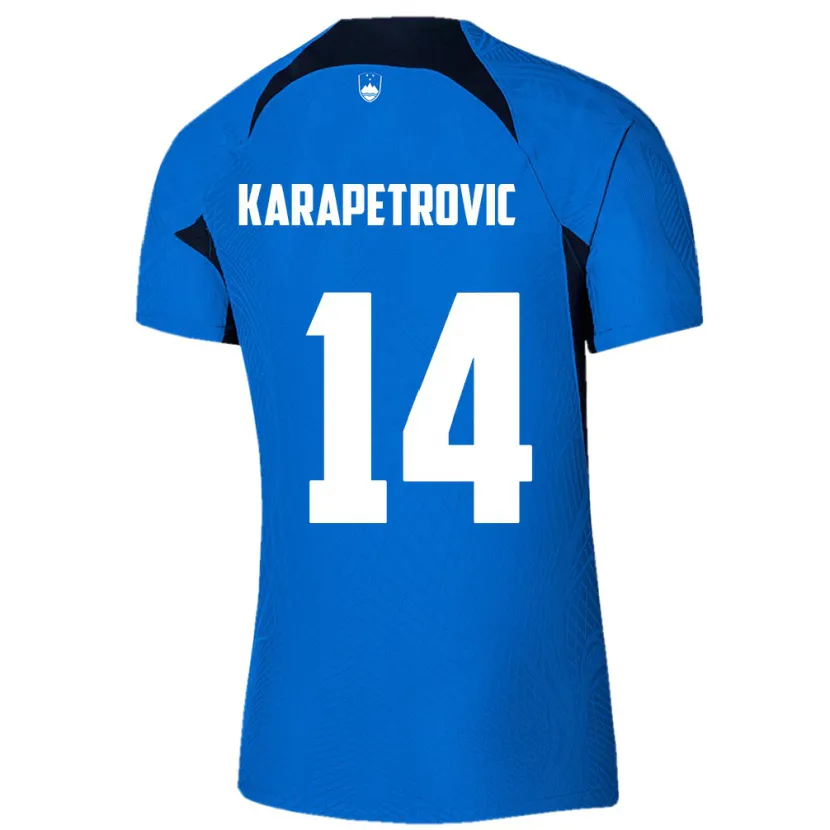 Danxen Kinder Slowenien Luka Karapetrovic #14 Blau Auswärtstrikot Trikot 24-26 T-Shirt Schweiz