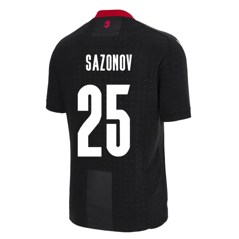 Danxen Kinder Georgien Saba Sazonov #25 Schwarz Auswärtstrikot Trikot 24-26 T-Shirt Schweiz