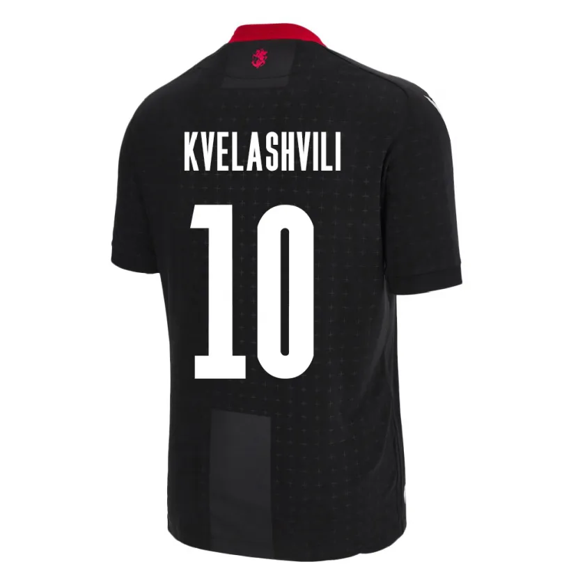 Danxen Kinder Georgien Nikoloz Kvelashvili #10 Schwarz Auswärtstrikot Trikot 24-26 T-Shirt Schweiz