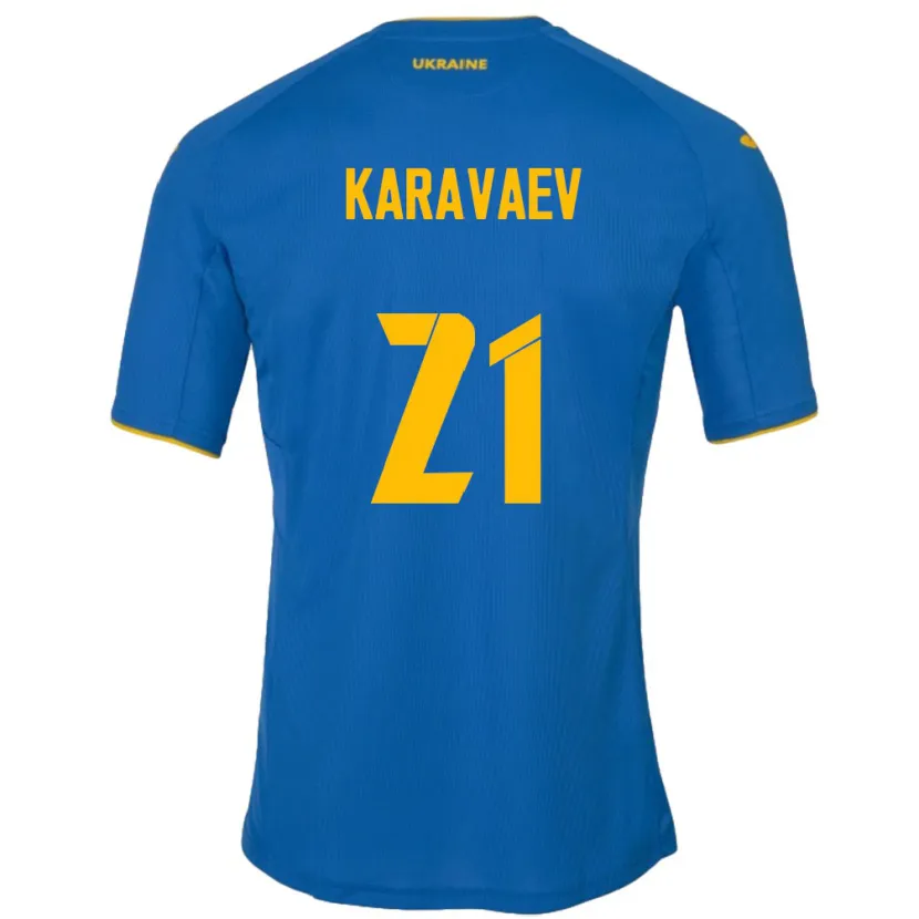 Danxen Kinder Ukraine Oleksandr Karavaev #21 Blau Auswärtstrikot Trikot 24-26 T-Shirt Schweiz