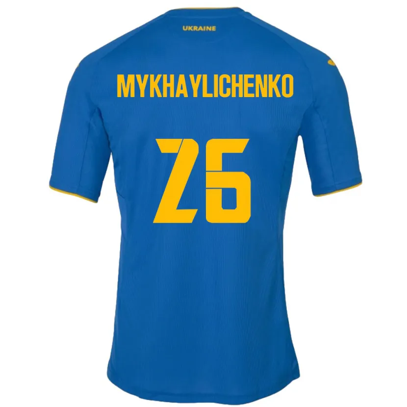 Danxen Kinder Ukraine Bogdan Mykhaylichenko #26 Blau Auswärtstrikot Trikot 24-26 T-Shirt Schweiz