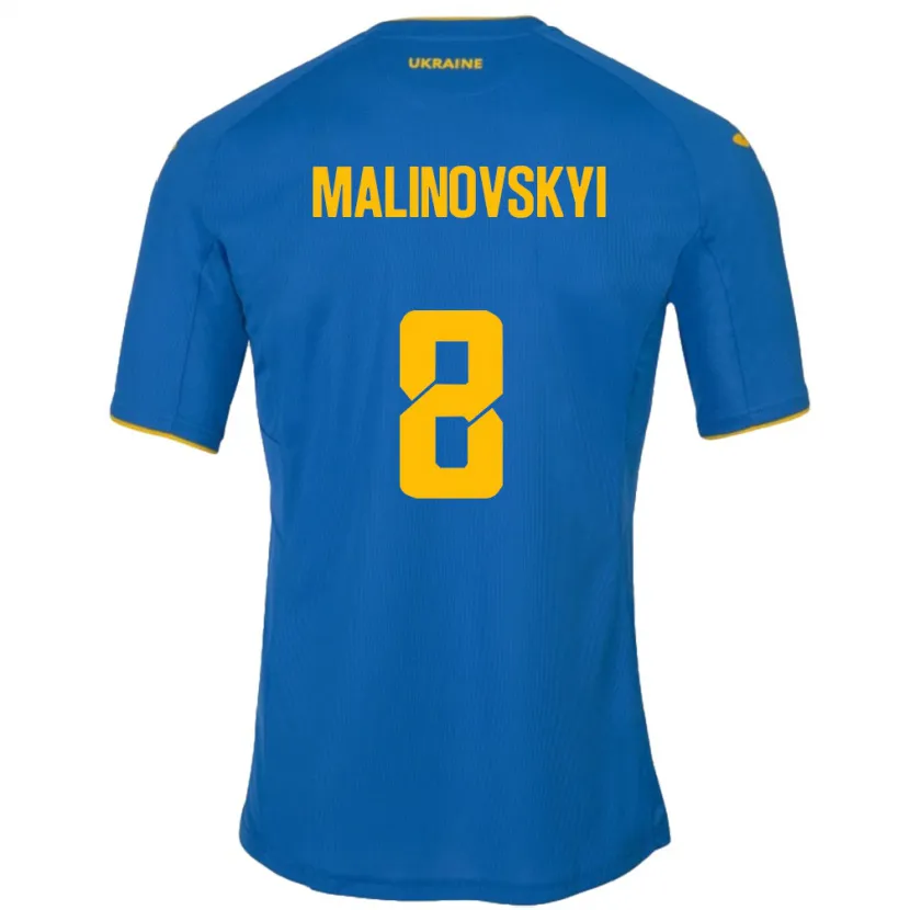 Danxen Kinder Ukraine Ruslan Malinovskyi #8 Blau Auswärtstrikot Trikot 24-26 T-Shirt Schweiz