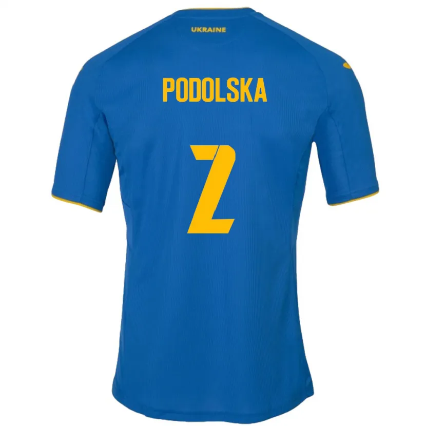 Danxen Kinder Ukraine Iryna Podolska #2 Blau Auswärtstrikot Trikot 24-26 T-Shirt Schweiz