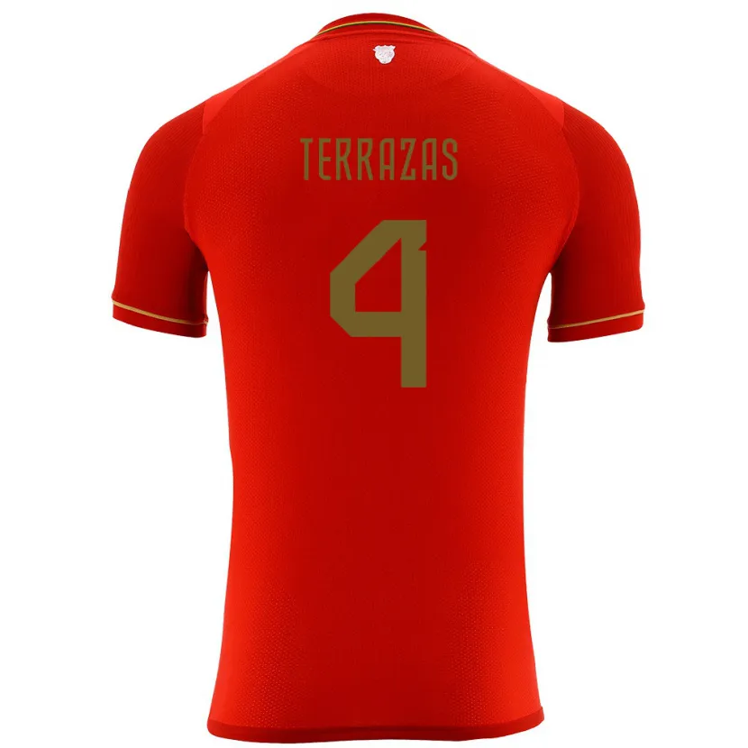 Danxen Kinder Bolivien Sergio Terrazas #4 Rot Auswärtstrikot Trikot 24-26 T-Shirt Schweiz