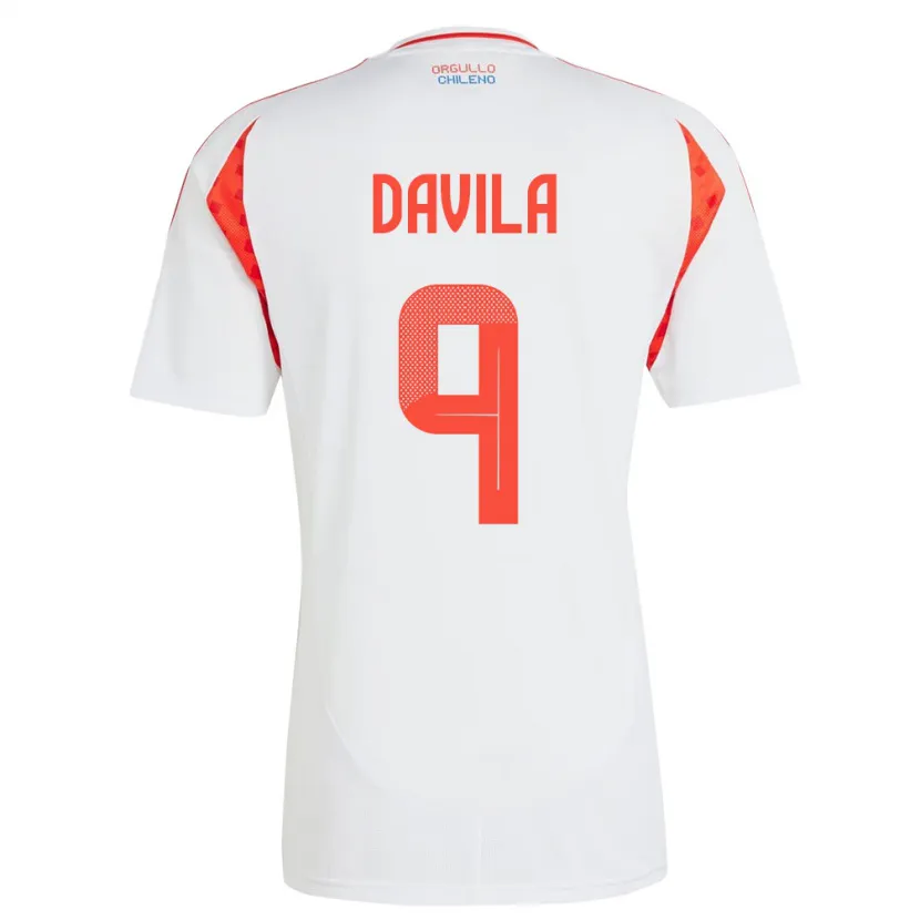 Danxen Kinder Chile Víctor Dávila #9 Weiß Auswärtstrikot Trikot 24-26 T-Shirt Schweiz