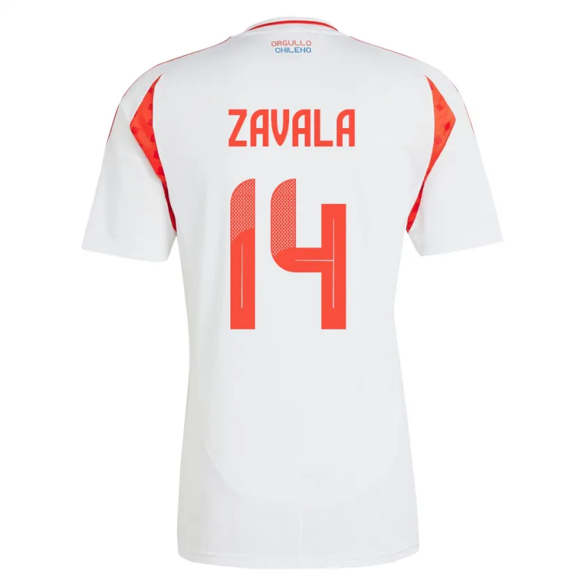 Danxen Kinder Chile Cristián Zavala #14 Weiß Auswärtstrikot Trikot 24-26 T-Shirt Schweiz