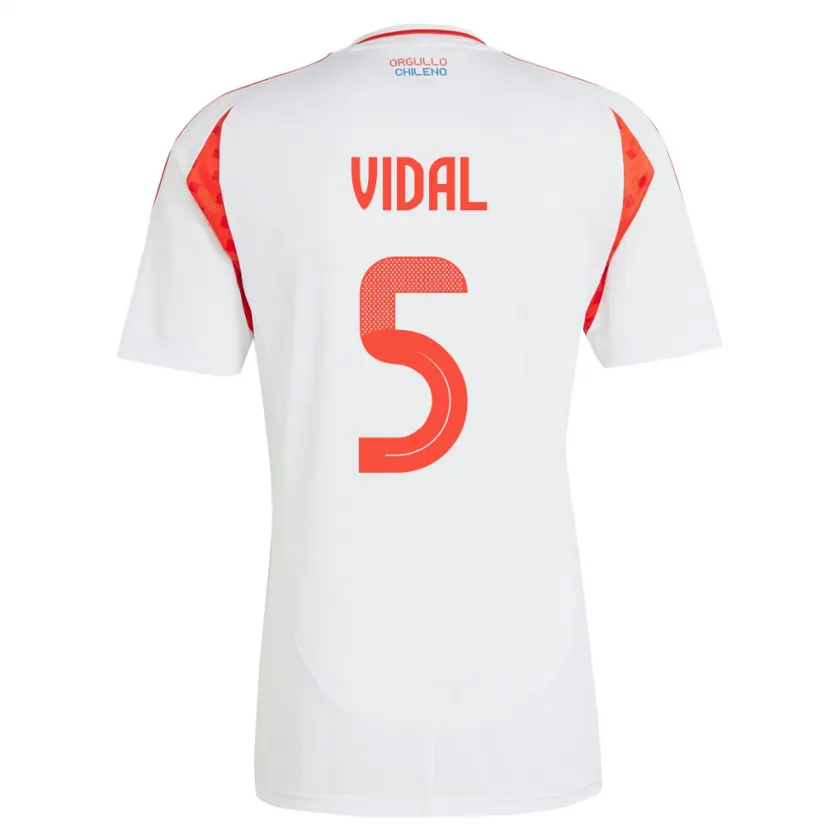 Danxen Kinder Chile Valentín Vidal #5 Weiß Auswärtstrikot Trikot 24-26 T-Shirt Schweiz