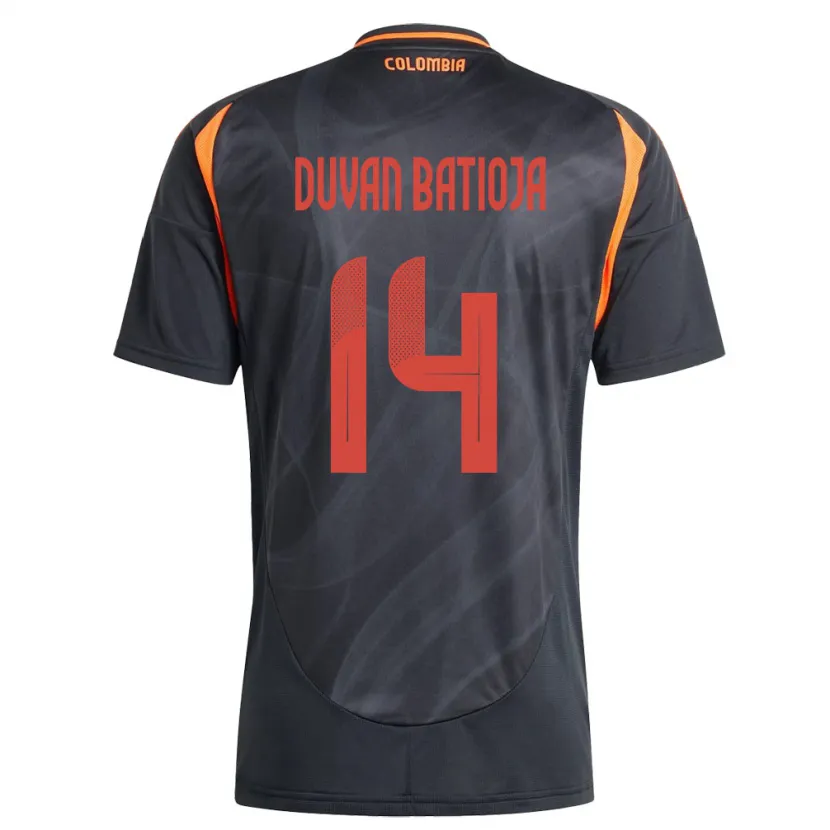 Danxen Kinder Kolumbien Andy Duván Batioja #14 Schwarz Auswärtstrikot Trikot 24-26 T-Shirt Schweiz