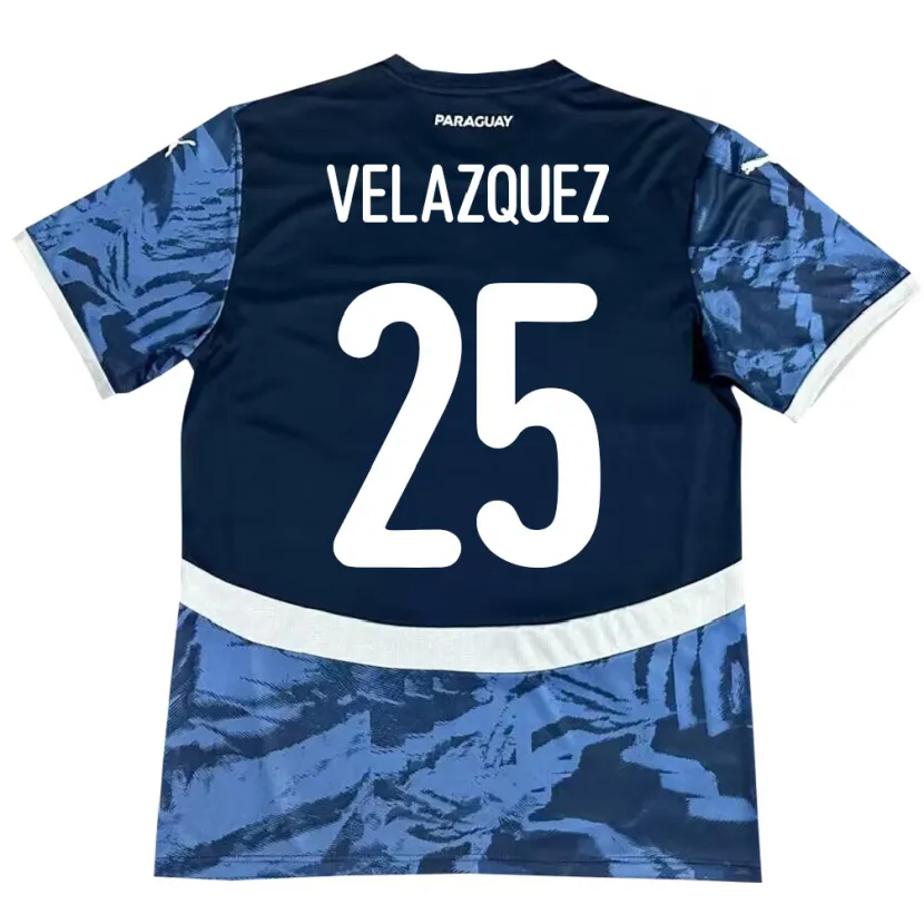 Danxen Kinder Paraguay Gustavo Velázquez #25 Blau Auswärtstrikot Trikot 24-26 T-Shirt Schweiz