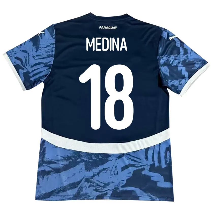 Danxen Kinder Paraguay Jesús Medina #18 Blau Auswärtstrikot Trikot 24-26 T-Shirt Schweiz