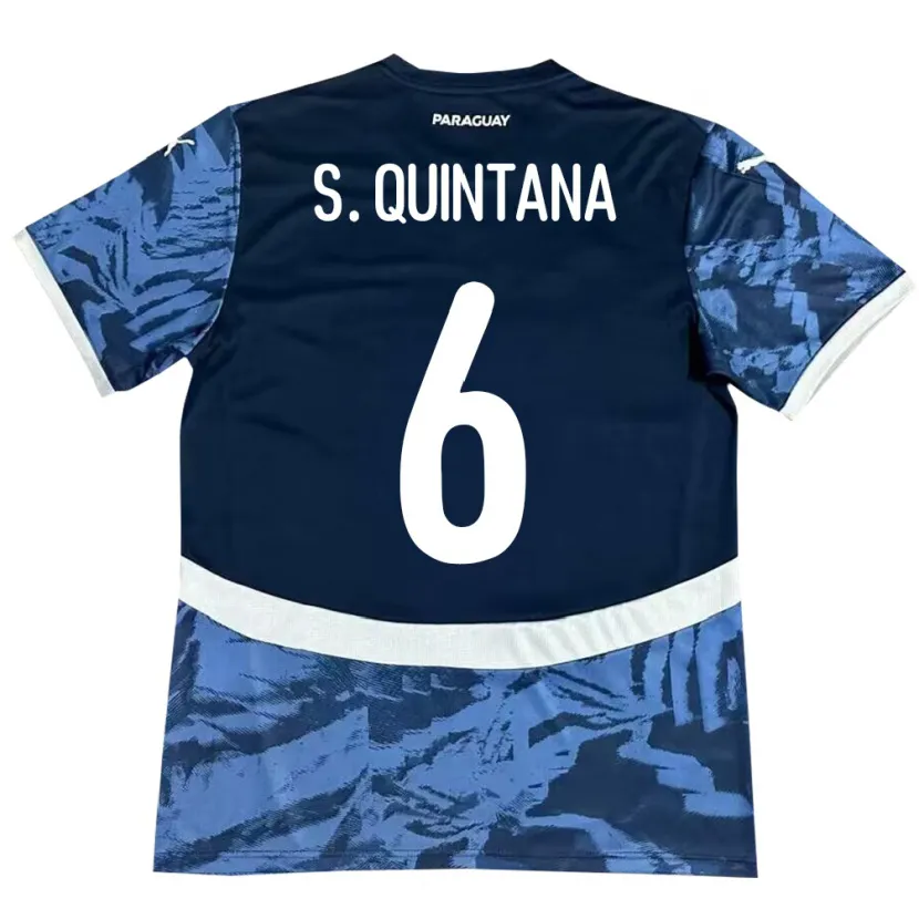 Danxen Kinder Paraguay Sebastián Quintana #6 Blau Auswärtstrikot Trikot 24-26 T-Shirt Schweiz