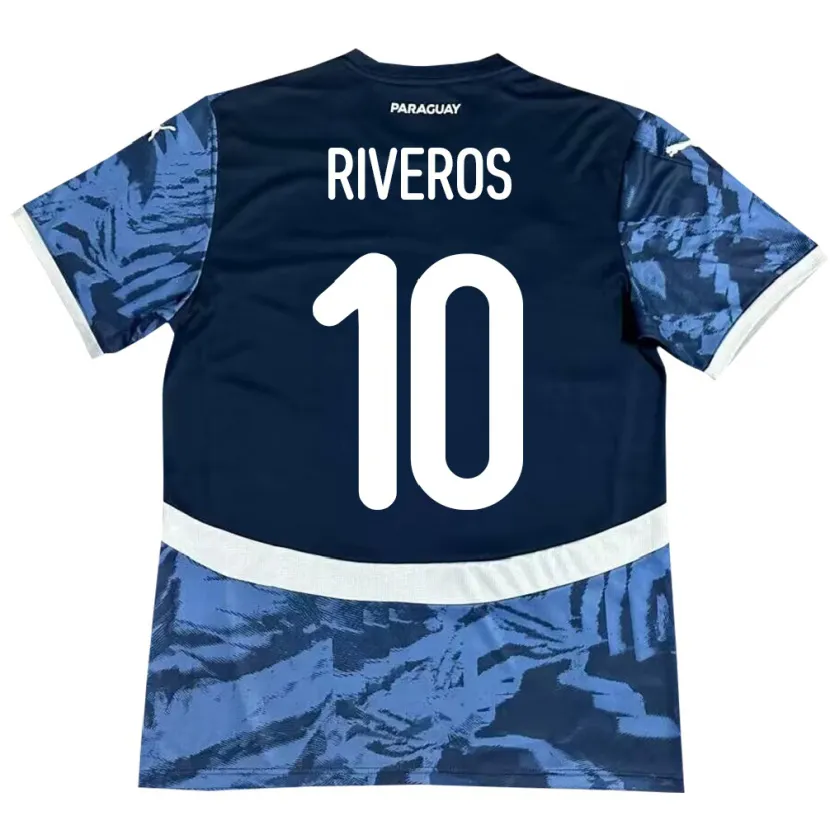 Danxen Kinder Paraguay Paulo Riveros #10 Blau Auswärtstrikot Trikot 24-26 T-Shirt Schweiz