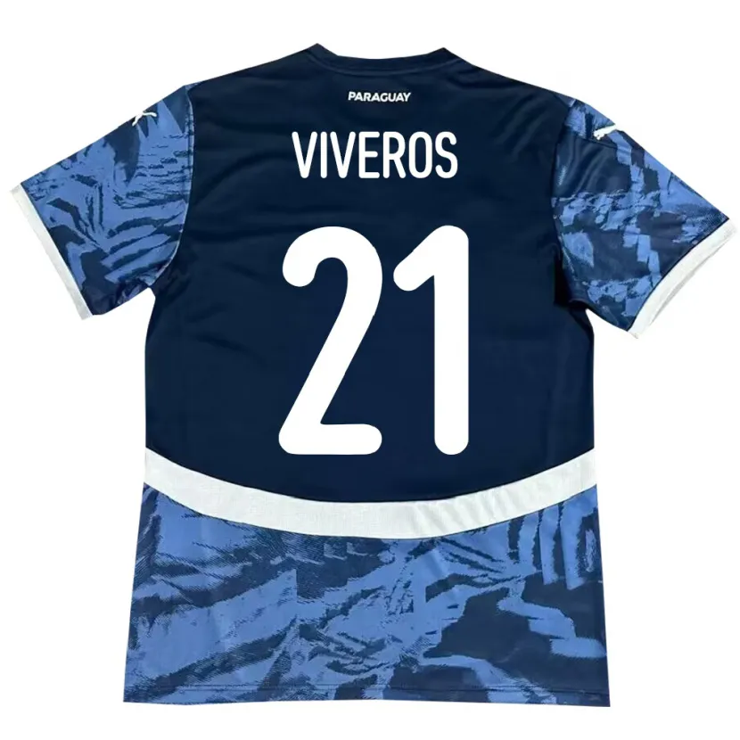 Danxen Kinder Paraguay Fernando Viveros #21 Blau Auswärtstrikot Trikot 24-26 T-Shirt Schweiz