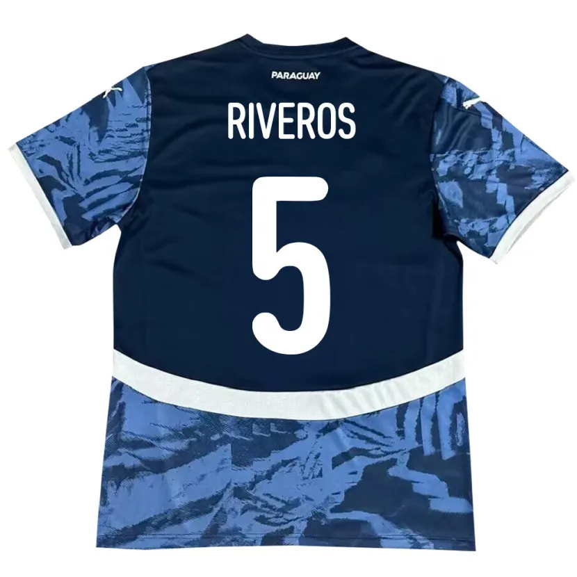 Danxen Kinder Paraguay Verónica Riveros #5 Blau Auswärtstrikot Trikot 24-26 T-Shirt Schweiz